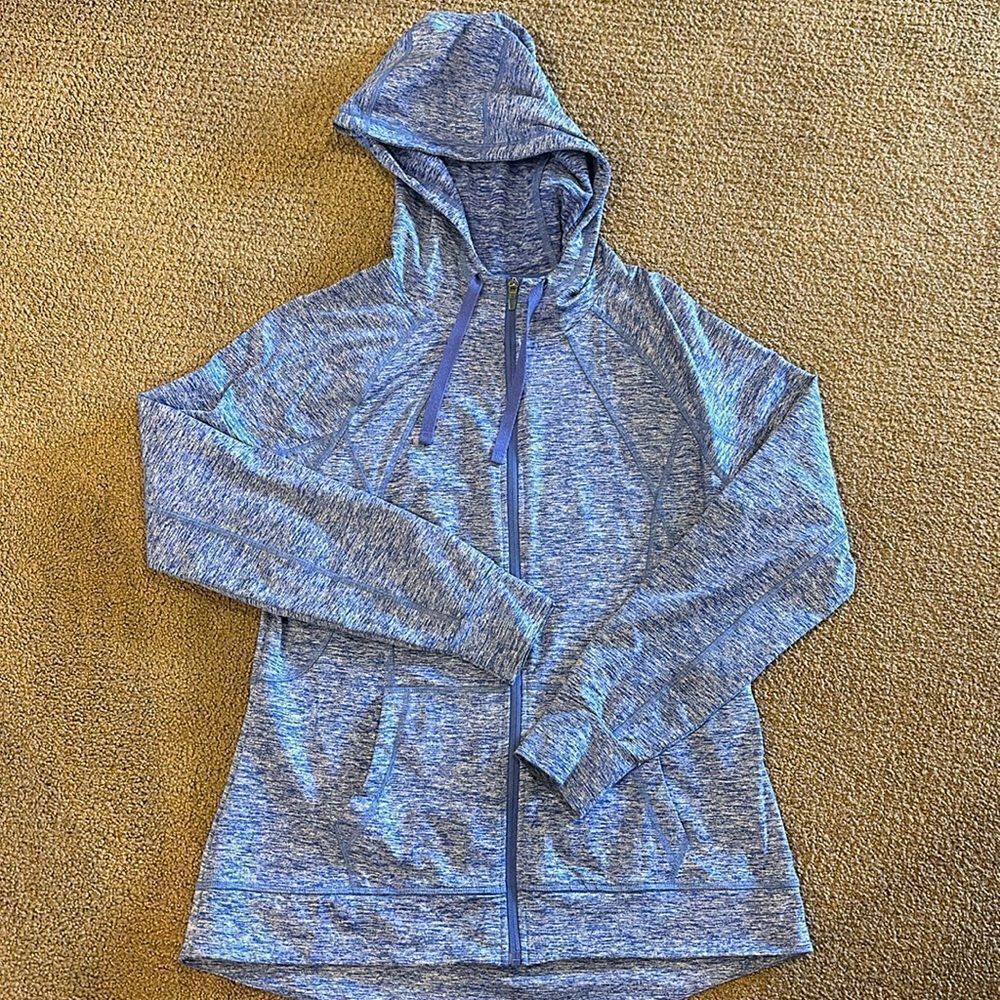 CG by Champion Duo Dry Purple Chambray Zip Up Hoodie, Size L